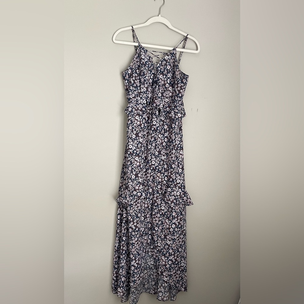 Gianni Bono Medium Tiered Ruffled Spaghetti Strap Dress
